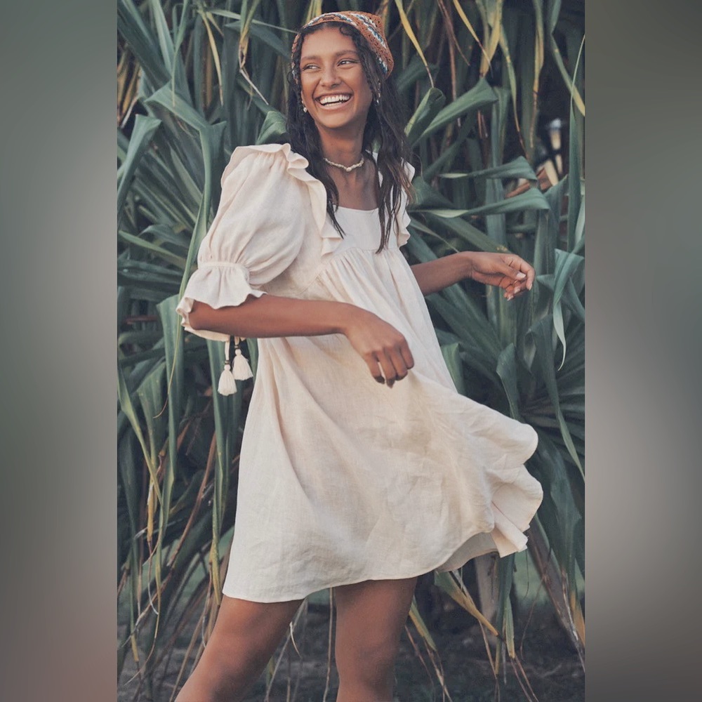 Spell Soft Cream Ruffle Mini Dress - Picture 10 of 11